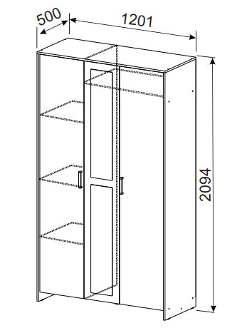 Шкаф распашной 1200 мм Дольче (СВ) в Верхней Салде - verhnyaya-salda.mebel-e96.ru