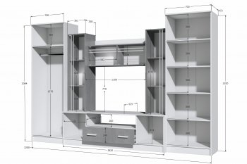 Стенка Николь-2 крафт серый/кашемир (Зарон) в Верхней Салде - verhnyaya-salda.mebel-e96.ru