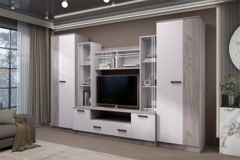 Стенка Николь-2 крафт серый/кашемир (Зарон) в Верхней Салде - verhnyaya-salda.mebel-e96.ru