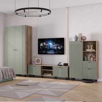 Стенка Олива комп.3 эвкалипт софт (БТС) в Верхней Салде - verhnyaya-salda.mebel-e96.ru