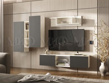 Стенка Оскар крафт белый/графит (Миф) в Верхней Салде - verhnyaya-salda.mebel-e96.ru