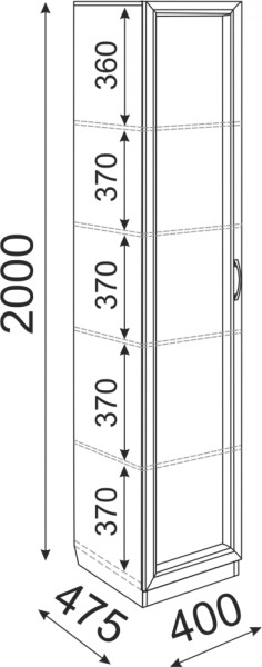 Пенал Остин М03 полки 400 (Риннер) в Верхней Салде - verhnyaya-salda.mebel-e96.ru