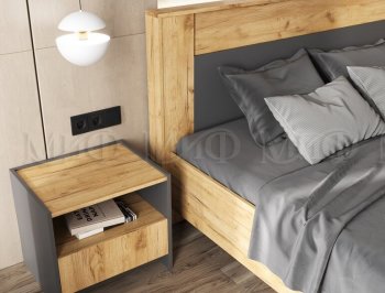 Кровать парящая Остин крафт/графит (Миф) в Верхней Салде - verhnyaya-salda.mebel-e96.ru