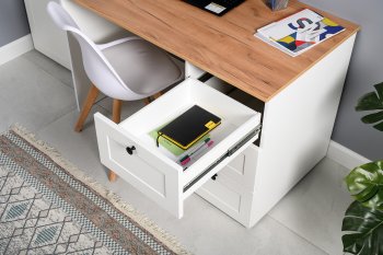 Стол письменный 12.159 Остин белый (Моби) в Верхней Салде - verhnyaya-salda.mebel-e96.ru