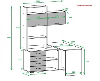 Компьютерный стол ПКС-11 правый (Памир) в Верхней Салде - verhnyaya-salda.mebel-e96.ru