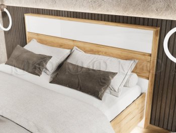 Кровать парящая Роджина с подсветкой, крафт/белый (Миф) в Верхней Салде - verhnyaya-salda.mebel-e96.ru