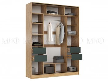 Шкаф-купе 1800 мм Роджина крафт/изумрудный (Миф) в Верхней Салде - verhnyaya-salda.mebel-e96.ru