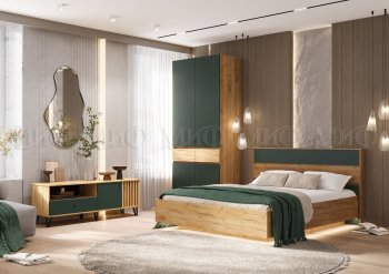 Спальный гарнитур Роджина крафт/изумрудный, модульный (Миф) в Верхней Салде - verhnyaya-salda.mebel-e96.ru