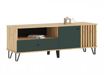 Тумба ТВ (1500) Роджина крафт/изумрудный (Миф) в Верхней Салде - verhnyaya-salda.mebel-e96.ru