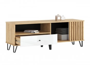 Тумба ТВ (1500) Роджина крафт/белый (Миф) в Верхней Салде - verhnyaya-salda.mebel-e96.ru