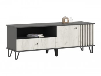 Тумба ТВ (1500) Роджина крафт белый/графит (Миф) в Верхней Салде - verhnyaya-salda.mebel-e96.ru