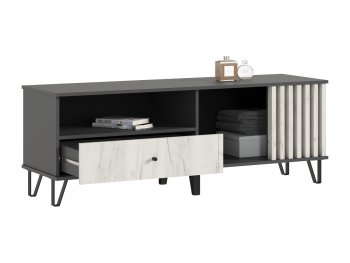 Тумба ТВ (1500) Роджина крафт белый/графит (Миф) в Верхней Салде - verhnyaya-salda.mebel-e96.ru