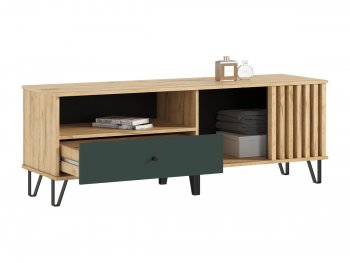 Тумба ТВ (1500) Роджина крафт/изумрудный (Миф) в Верхней Салде - verhnyaya-salda.mebel-e96.ru