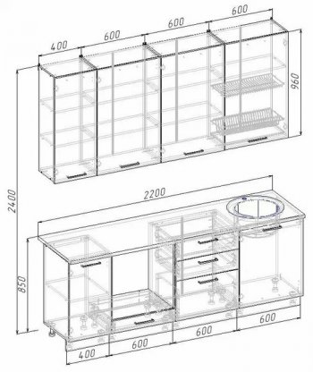 Кухонный гарнитур Антик 2200 мм МДФ (Санвут) в Верхней Салде - verhnyaya-salda.mebel-e96.ru