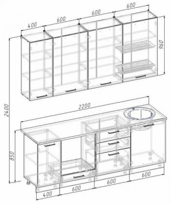 Кухонный гарнитур Муссон 2200 мм в Верхней Салде - verhnyaya-salda.mebel-e96.ru