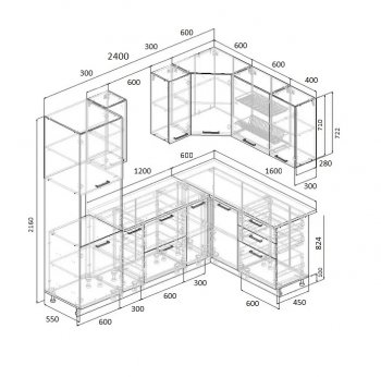 Угловой кухонный гарнитур Муссон 2400*1600 мм Sanvut в Верхней Салде - verhnyaya-salda.mebel-e96.ru