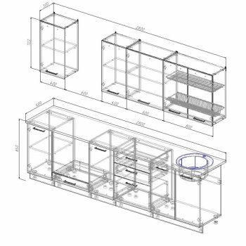 Кухонный гарнитур Трансильвания 2800 мм в Верхней Салде - verhnyaya-salda.mebel-e96.ru