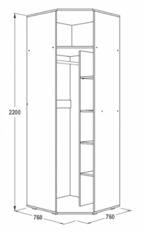 Шкаф 1-но дверный угловой Ольга-14 (760*760) в Верхней Салде - verhnyaya-salda.mebel-e96.ru