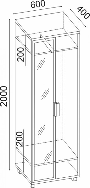 Шкаф 600 с зеркалом West (Риннер) в Верхней Салде - verhnyaya-salda.mebel-e96.ru