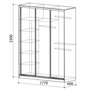 Шкаф-купе Бассо 1-600 (полки слева) в Верхней Салде - verhnyaya-salda.mebel-e96.ru