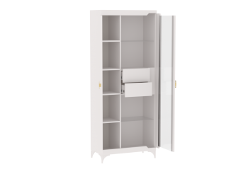 Пенал со стеклом широкий NEW Сиде Белый (СБК) в Верхней Салде - verhnyaya-salda.mebel-e96.ru