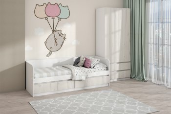 Кровать Соната 900 белый/крафт белый (Зарон) в Верхней Салде - verhnyaya-salda.mebel-e96.ru