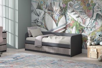 Кровать Соната 900 графит/крафт серый (Зарон) в Верхней Салде - verhnyaya-salda.mebel-e96.ru