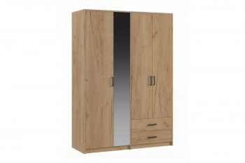 Шкаф 1500 мм  4-х ств. с зеркалом 2 ящ. SVETLANA LOFT, дуб золотой (Генезис) в Верхней Салде - verhnyaya-salda.mebel-e96.ru