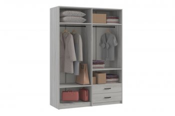 Шкаф 1500 мм  4-х ств. с зеркалом 2 ящ. SVETLANA LOFT, сосна белая (Генезис) в Верхней Салде - verhnyaya-salda.mebel-e96.ru