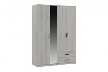 Шкаф 1500 мм  4-х ств. с зеркалом 2 ящ. SVETLANA LOFT, сосна белая (Генезис) в Верхней Салде - verhnyaya-salda.mebel-e96.ru