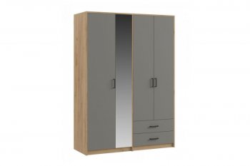 Шкаф 1500 мм  4-х ств. с зеркалом 2 ящ. SVETLANA LOFT, Дуб золотой/Серый (Генезис) в Верхней Салде - verhnyaya-salda.mebel-e96.ru