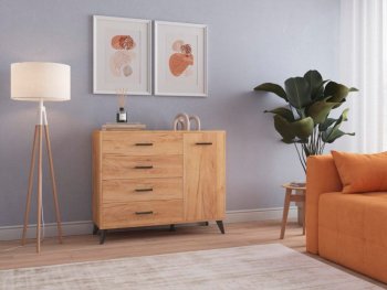 Комод-Тумба (1дв,4ящ) SVETLANA LOFT, дуб золотой (Генезис) в Верхней Салде - verhnyaya-salda.mebel-e96.ru