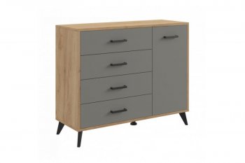 Комод-Тумба (1дв,4ящ) SVETLANA LOFT, дуб золотой/серый (Генезис) в Верхней Салде - verhnyaya-salda.mebel-e96.ru