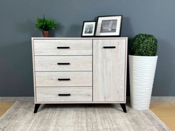 Комод-Тумба (1дв,4ящ) SVETLANA LOFT, сосна белая (Генезис) в Верхней Салде - verhnyaya-salda.mebel-e96.ru