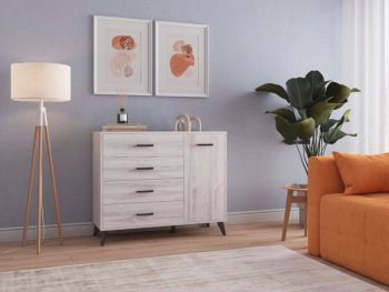 Комод-Тумба (1дв,4ящ) SVETLANA LOFT, сосна белая (Генезис) в Верхней Салде - verhnyaya-salda.mebel-e96.ru