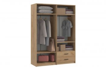 Шкаф 1500 мм  4-х ств. с зеркалом 2 ящ. SVETLANA LOFT, дуб золотой (Генезис) в Верхней Салде - verhnyaya-salda.mebel-e96.ru