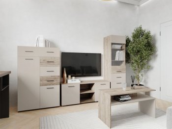 Тумба ТВ Турин ЛДСП крафт серый/кашемир (ВВР) в Верхней Салде - verhnyaya-salda.mebel-e96.ru