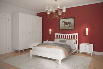 Кровать из массива Виола белый античный (БМ) в Верхней Салде - verhnyaya-salda.mebel-e96.ru